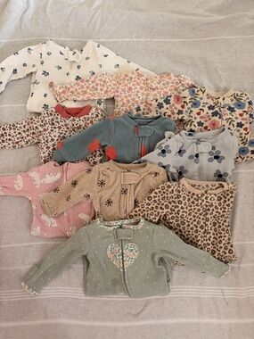 Newborn baby girl sleepers bundle
